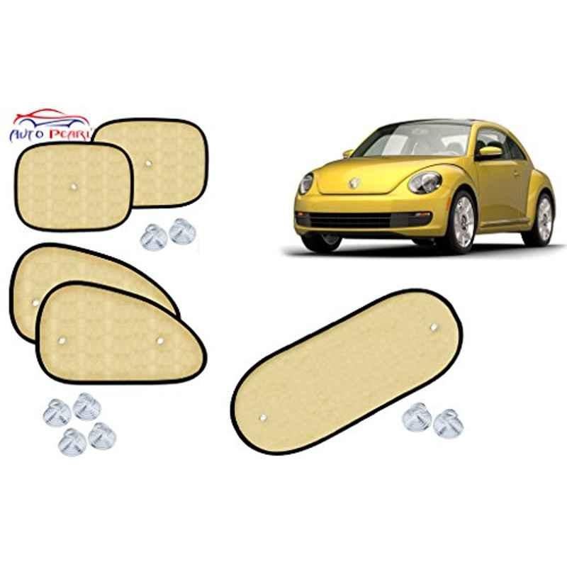 Auto Pearl 5 Pcs PVC & Mesh Beige Window & Rear Sun Shade Set for Volkswagen Beetle