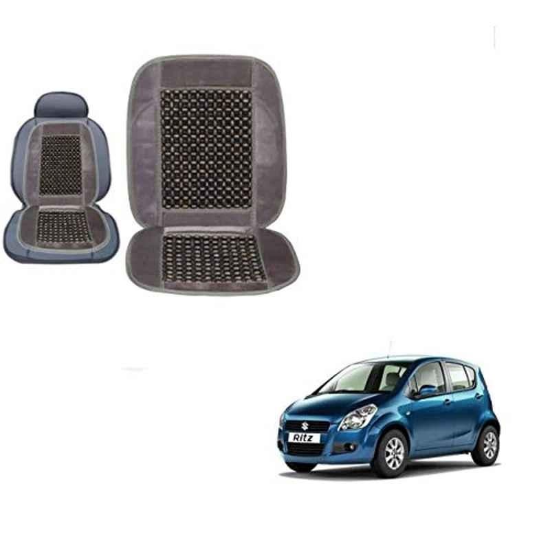 Kozdiko Wooden Bead Seat with Grey Velvet Border for Maruti Suzuki Ritz