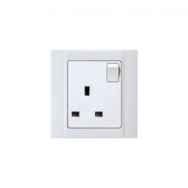 RR White 13A 1G DP Outlet Switched Socket, VN6659