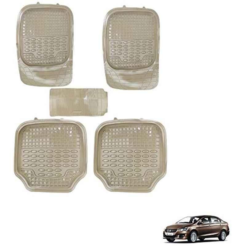 Kozdiko 5 Pcs 4G Beige Rubber & PVC Heavy Car Foot Mat Set for Maruti Suzuki Ciaz, koz_81135