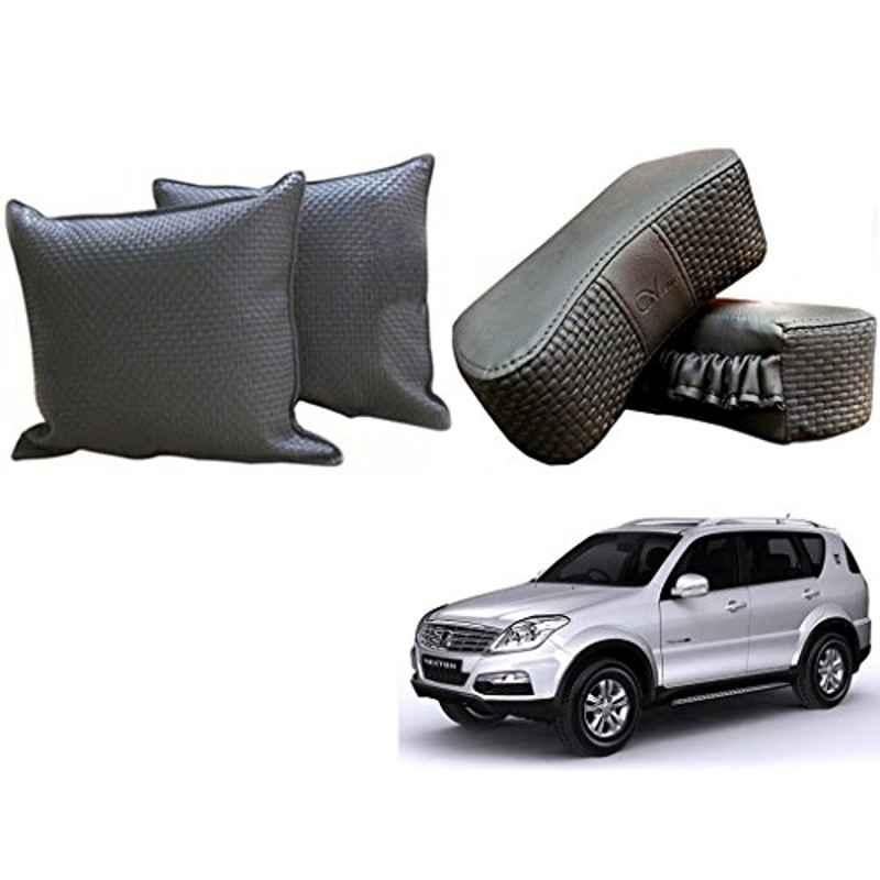 Kozdiko One Pair Grey Neck Rest & One Pair Cushion Combo for Mahindra Rexton