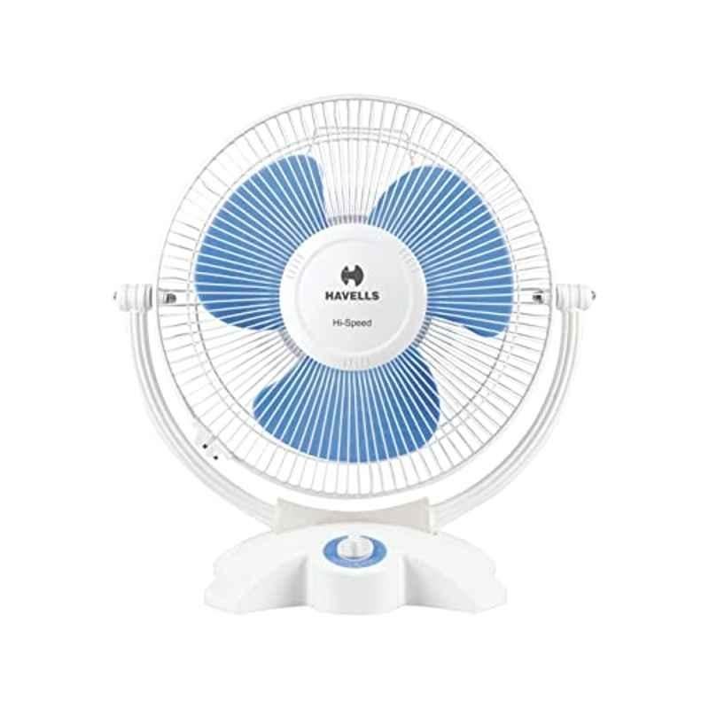 Havells Breezo 5W 22rpm 3 Blade Aluminium White Personal Table Fan with 2 Years Warranty, HB300MMGY, Sweep: 300 mm
