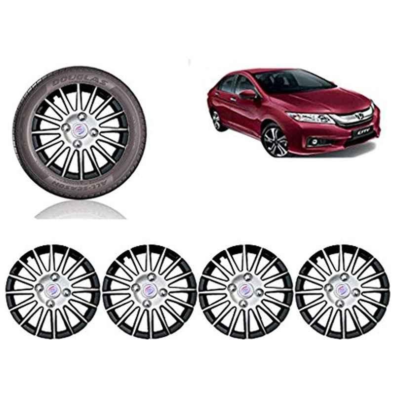 Auto Pearl 4 Pcs 15 inch ABS Black & SIlver Car Wheel Cover Set for Honda City Ivtec 2016