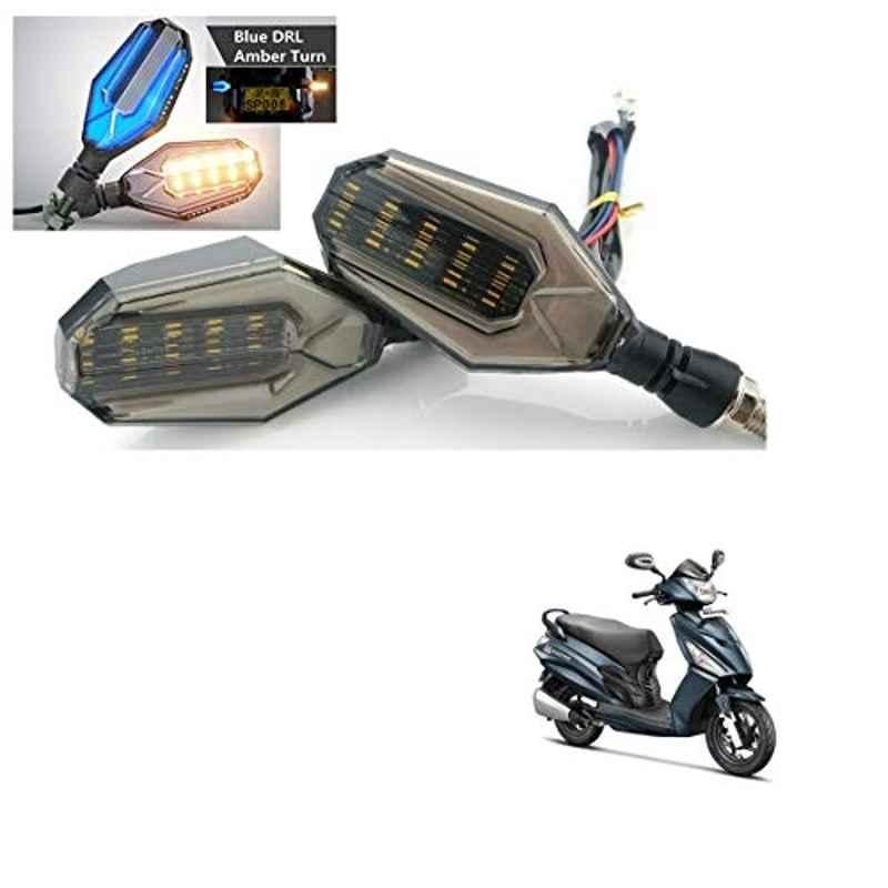 Kozdiko 4 Pcs Plastic Front & Rear U Shape Dual Color DRL LED BIke Indicator Set for Hero Maestro Edge 125