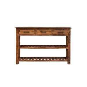 Angel Furniture 115x36x85cm Honey Finish Sheesham Wood Stripped 3 Drawer Console Table, AF-156H