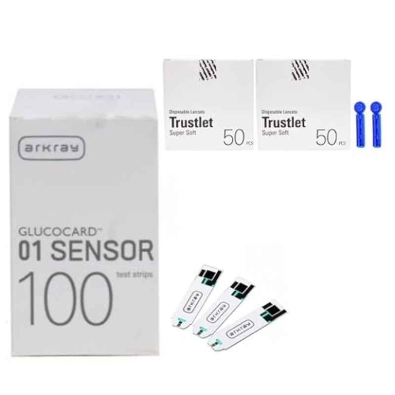 Arkray Glucocard 01 Mini 100 Pcs Test Strips & 100 Pcs Lancets Combo
