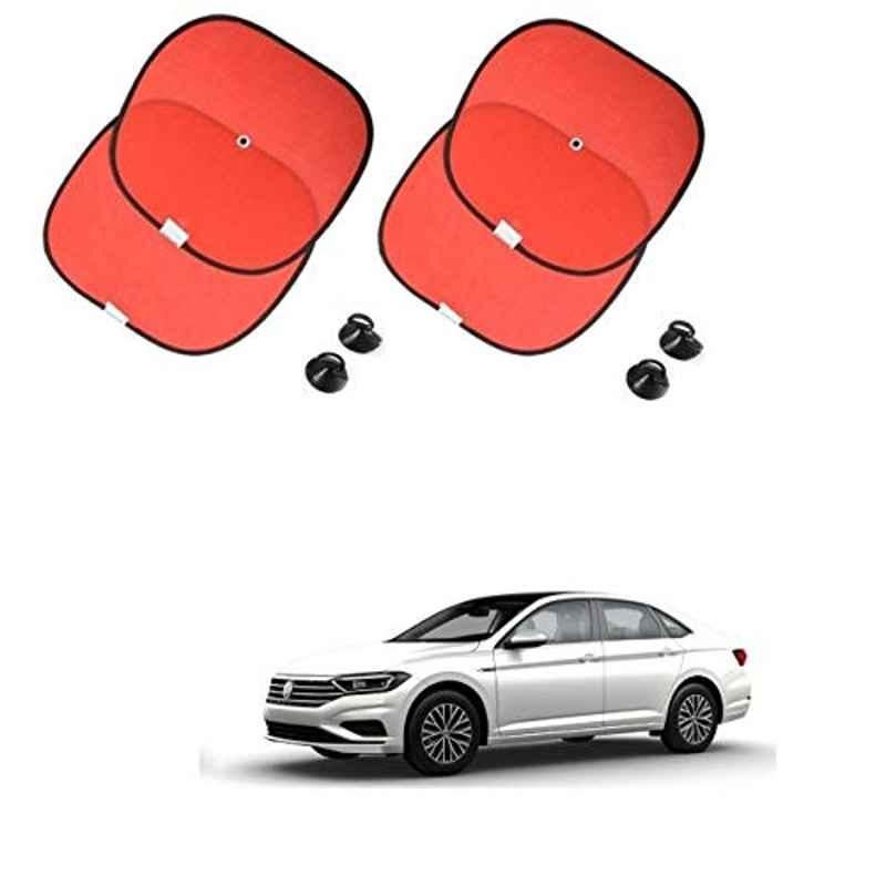 Kozdiko 4 Pcs Nylon & Metal Red Car Window Sun Shade Set for Volkswagen Jetta (2015-Present)