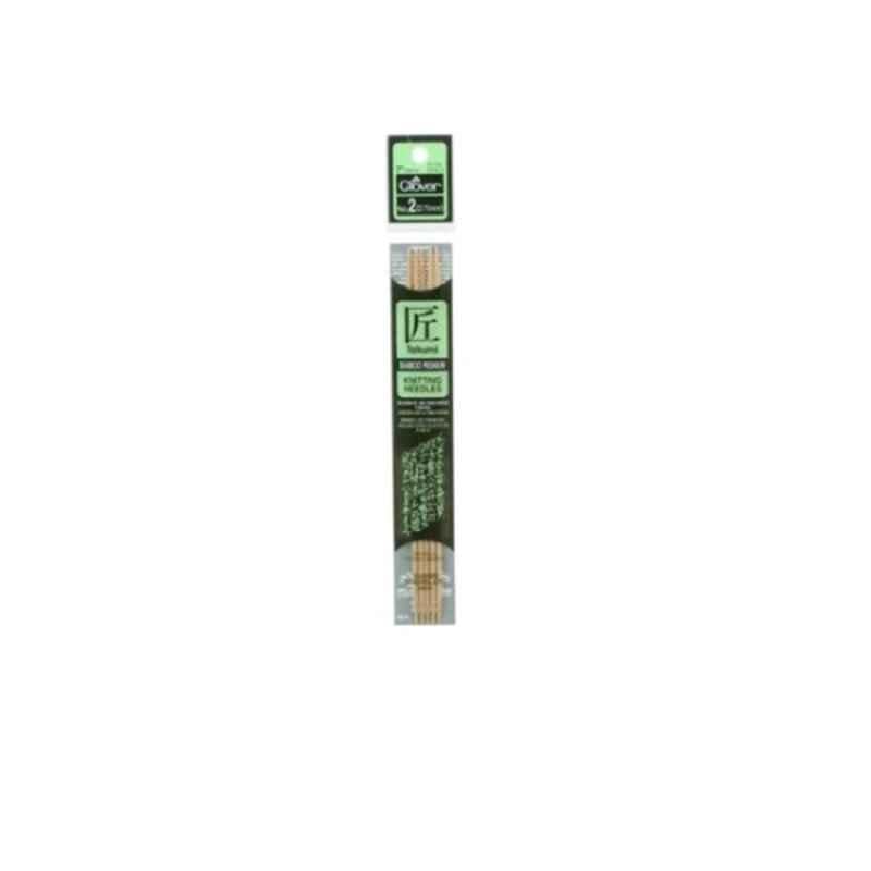 Clover 7 inch Double Point Bamboo Knitting Needle, Size: 2