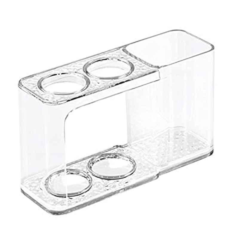 Interdesign Plastic Clear 2 Compartments Rain Med & Toothbrush Centre Holder, 111006