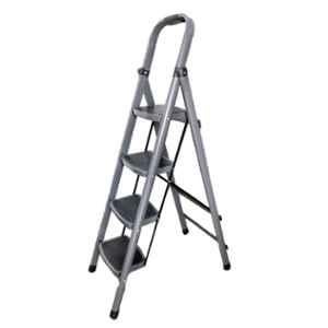 iBELL T004E 150kg 4 Step Alloy Steel Grey Anti-Skid Foldable Ladder for Home