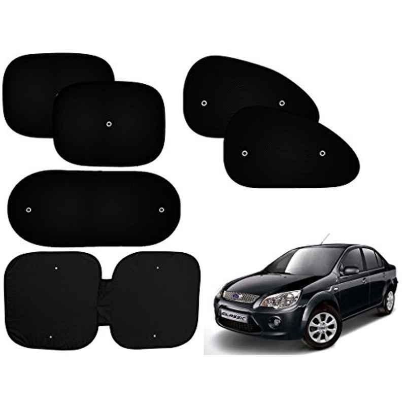 Auto Pearl 6 Pcs PVC & Mesh Black Window, Front & Rear Sun Shade Set for Ford Fiesta Classic