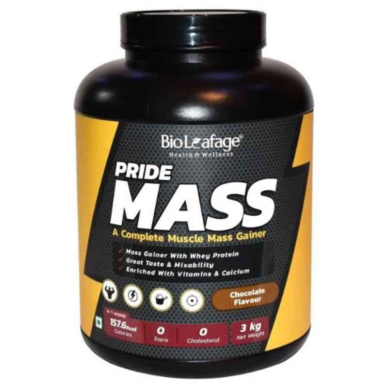 Bio Leafage 3kg Pride Mass Chocolate Flavour Complete Muscle Gainer, BLPMC3KG