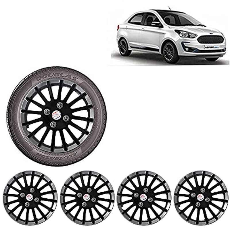 Auto Pearl 4 Pcs 14 inch ABS Black Car Wheel Cover Set for Ford Figo Aspire2019