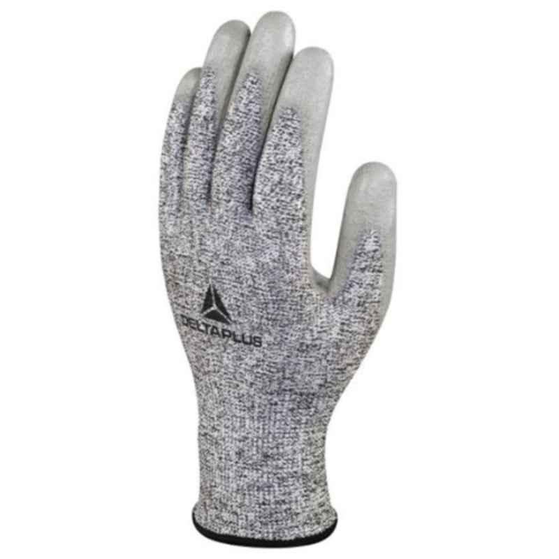 Deltaplus VECUT 58 Econocut Fibre PU Coated Grey Safety Gloves, Size: 8