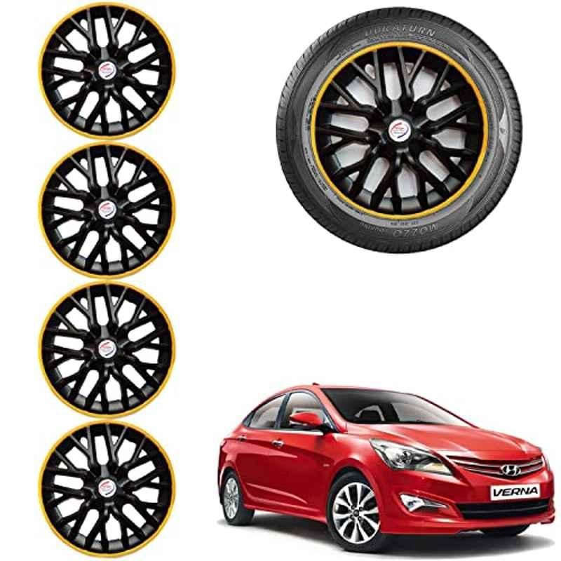 Auto Pearl 4 Pcs 14 inch ABS Black & Yellow Car Wheel Cover Set for Hyundai Verna