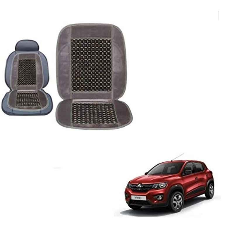 Kozdiko Wooden Bead Seat with Grey Velvet Border for Renault Kwid