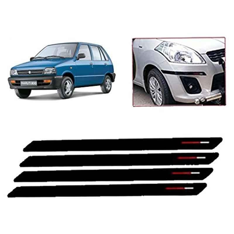 Kozdiko 4 Pcs Black & Red Bumper Protector Set for Maruti Maruti 800