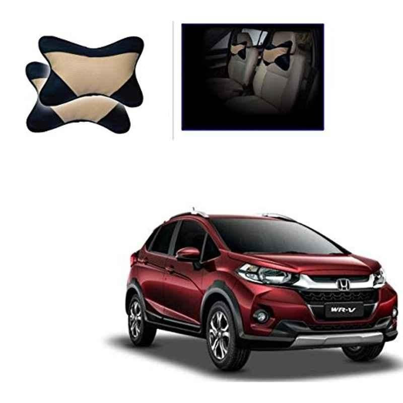 Kozdiko 2 Pcs Memory Foam Beige & Black Car Neck Rest Cushion Pillow Set for Honda WRV