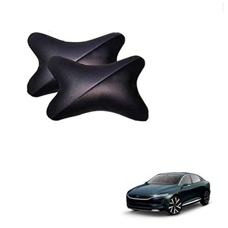 Kozdiko 2 Pcs Memory Foam Grey & Black Car Neck Rest Cushion Pillow Set for Tata Evision