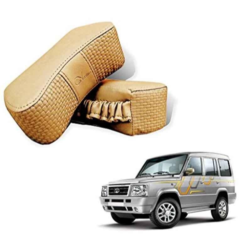 Kozdiko 2 Pcs Memory Foam Beige Neck Rest Cushion Pillow Set for Tata Sumo, Koz-5106