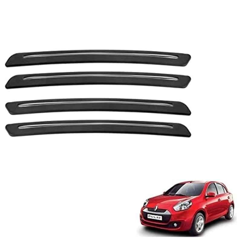 Kozdiko 4 Pcs Rubber Black Car Bumper Protector Set with Chrome Strip for Renault Pulse