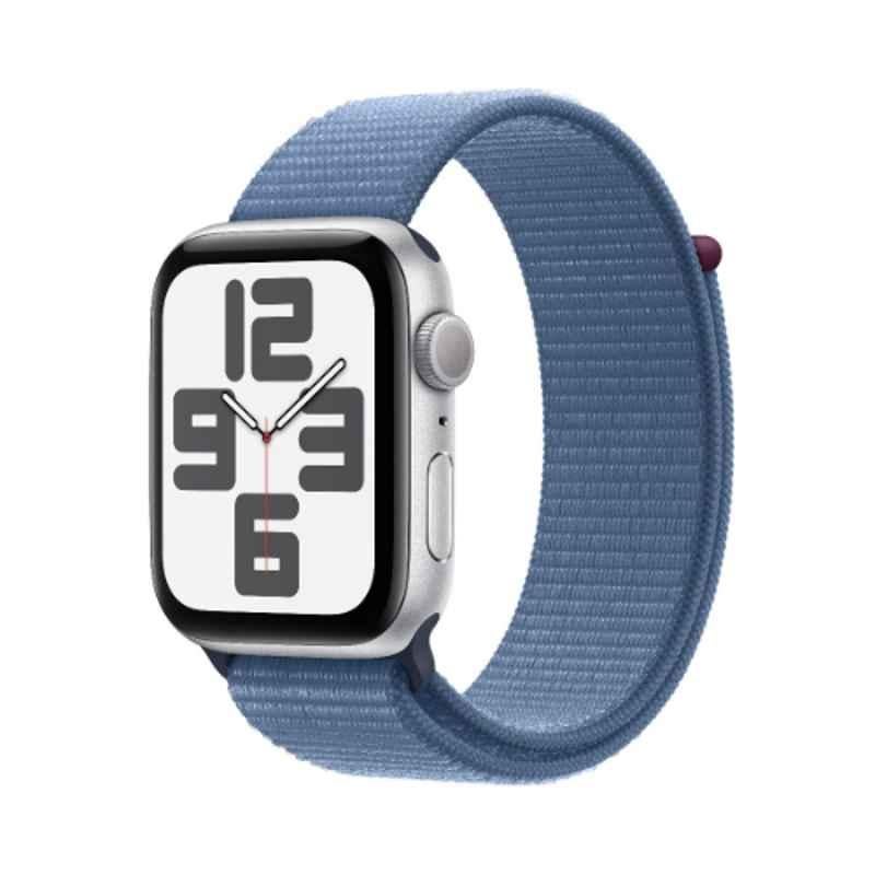 Apple SE 44mm Silver Aluminium Case GPS & Cellular Smart Watch with Winter Blue Sport Loop, MREF3QA/A