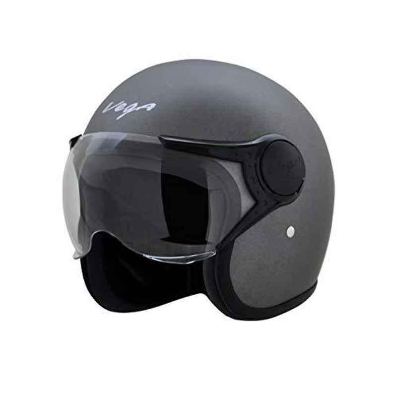 Vega Jet Dull Anthracite Open Face Helmet, Size: (L, 60 cm)