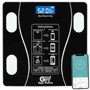 Gigawatts 180kg Black Digital Wireless Electronic BMI Monitoring Body Weight Weighing Scale with Bluetooth Connectivity & LCD Display