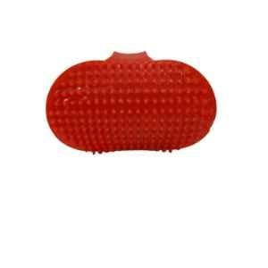 Fairbizps Rubber Red Pet Bath & Massage Comb with Ring Handle