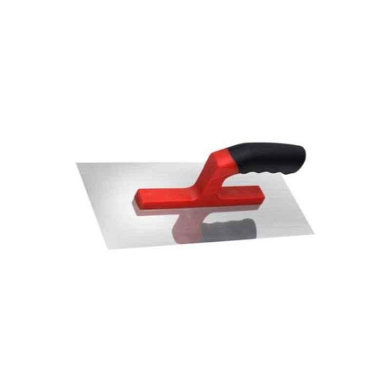 Beorol 280x130mm Stainless Steel Black, Red & Silver Plastering Trowel With Rubber Handle, GRPG