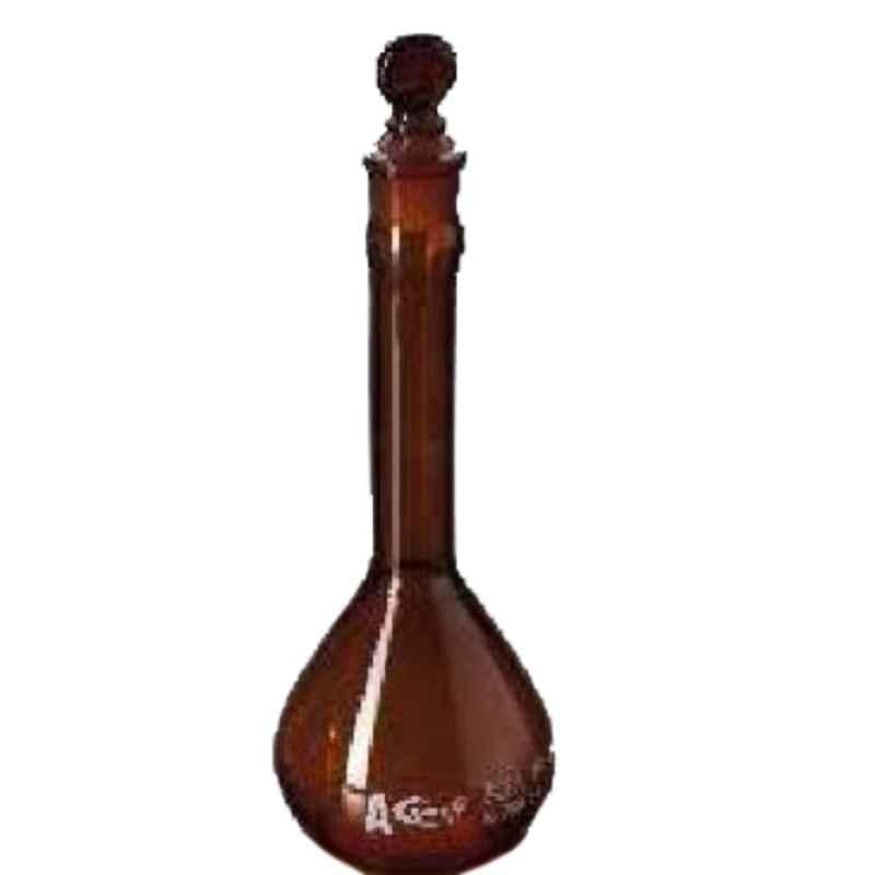Glassco 10ml Glass Boro 3.3 Narrow Amber Serialized Volumetric Flask, 134.536.02A