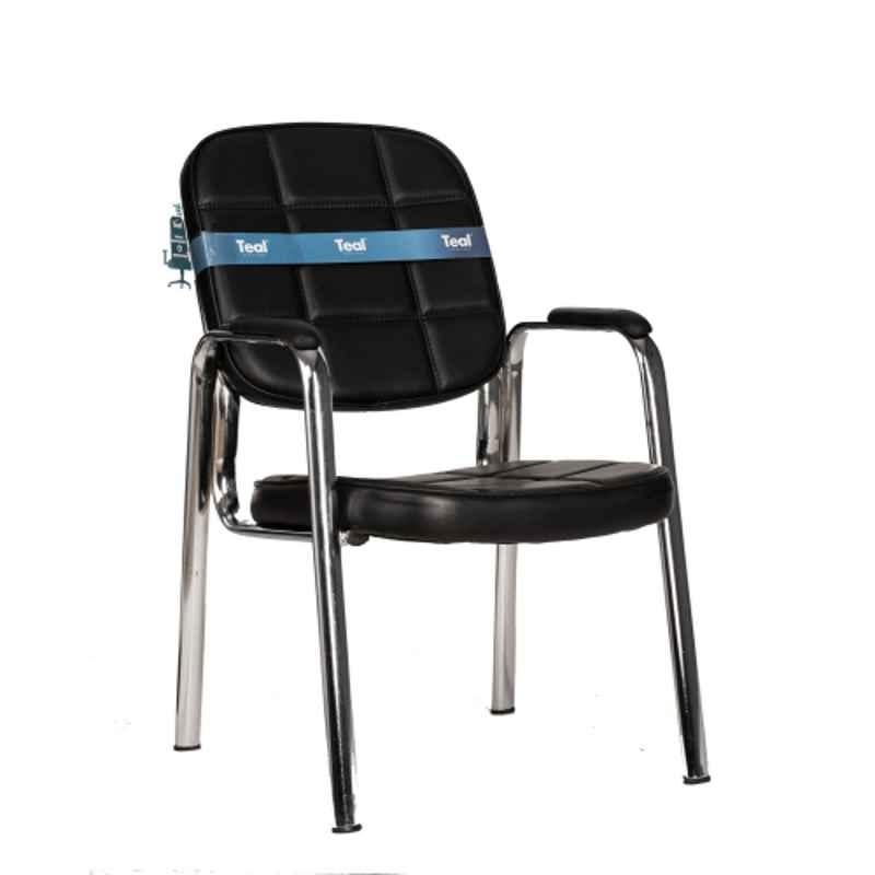 Teal Brio Leatherette Black Visitor Chair