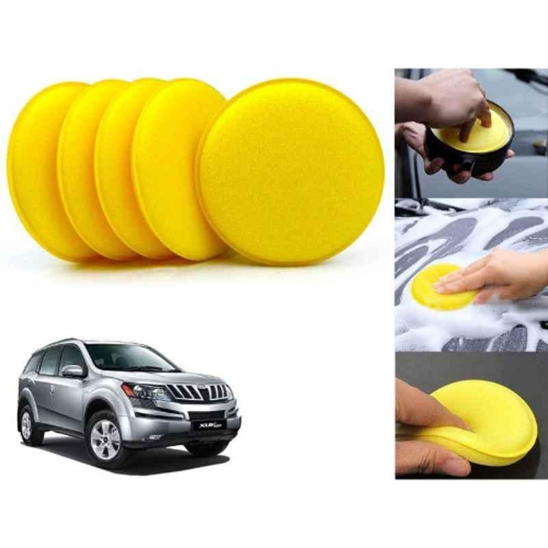 Auto Pearl Polyurethane Beige Washing & Waxing Polish Foam Sponge for XUV 500 2015 (Pack of 5)