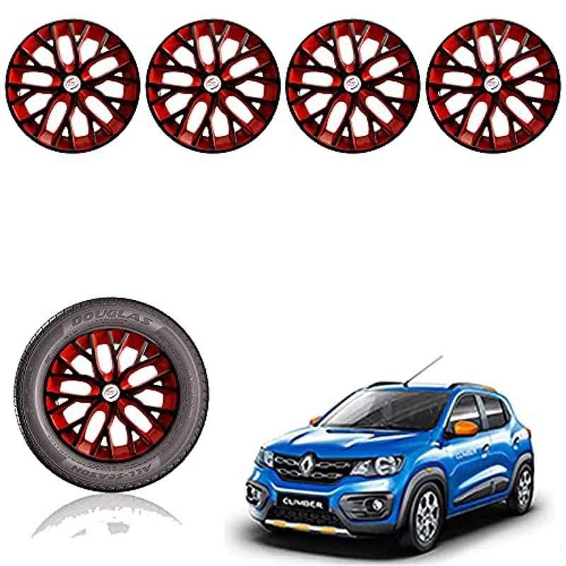 Auto Pearl 14 inch ABS Black & Red Car Hub Cap Wheel Cover for Kwid Climber