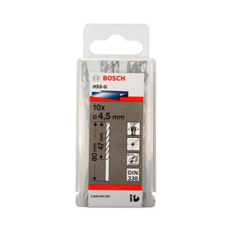 Bosch 2608595061 10Pcs 4.5mm Silver Metal Drill Bit Set