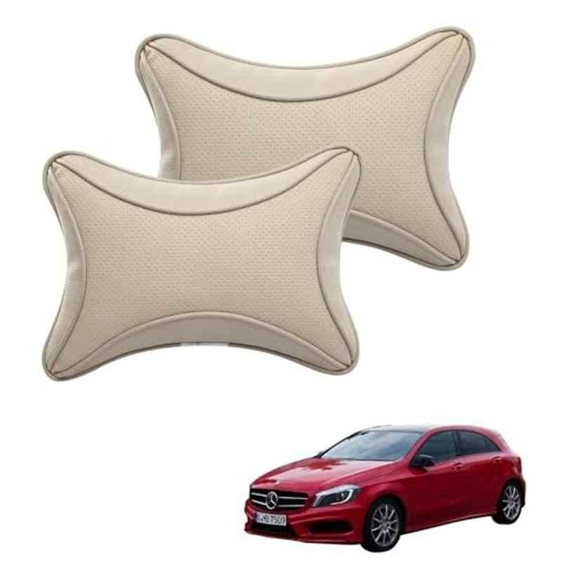 Kozdiko 2 Pcs Memory Foam & Polyester Beige Dots Car Neck Rest Pillow Set for Mercedes Benz A-Class, XNVJVHGJFH8