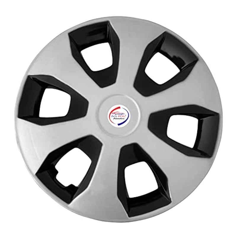 Auto Pearl 4 Pcs 14 inch Polypropylene Silver & Black Press Type Car Wheel Cover Set with Retention Ring for Toyota Qualis, WC14in_WagonR19_SilBlk_Qualis