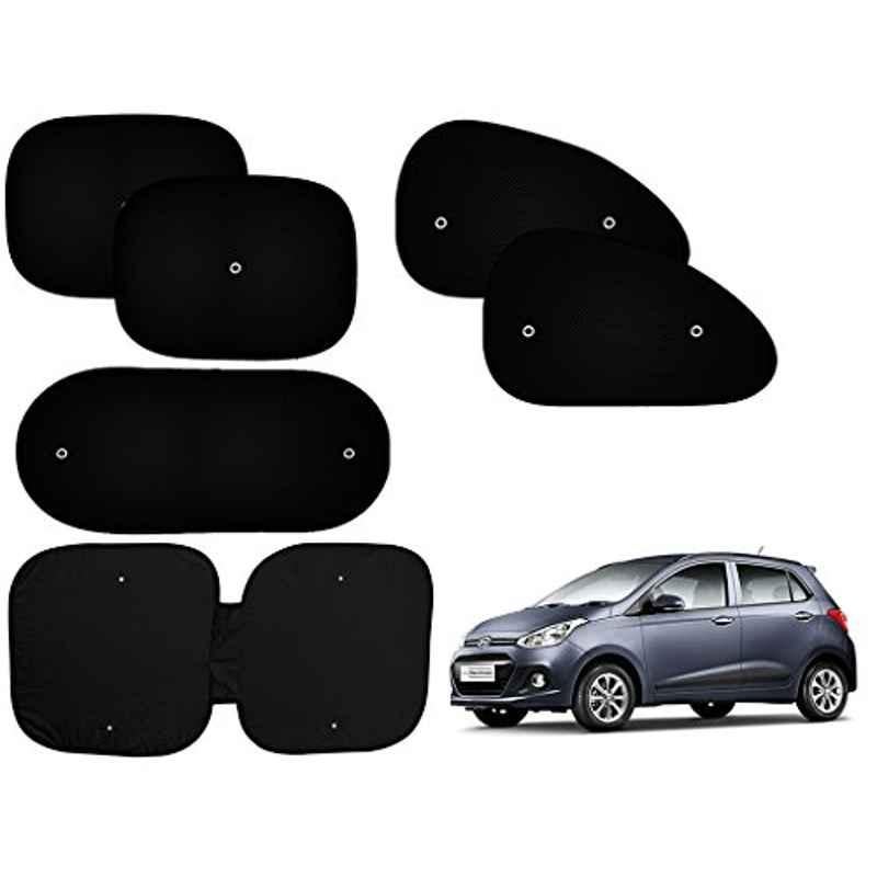 Auto Pearl 6 Pcs PVC & Mesh Black Window, Front & Rear Sun Shade Set for Hyundai i10 Grand Set of 6