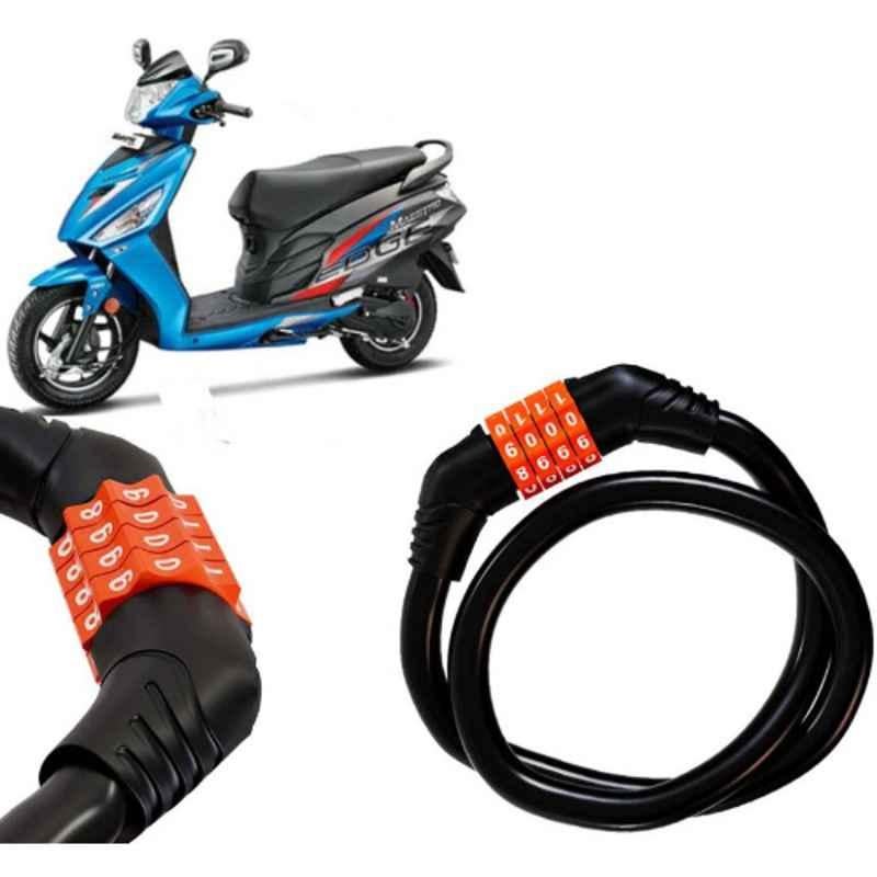 Auto Pearl Black & Orange 4 Digit Anti-Theft Combination Number Lock for Maestro Edge 110 BS6