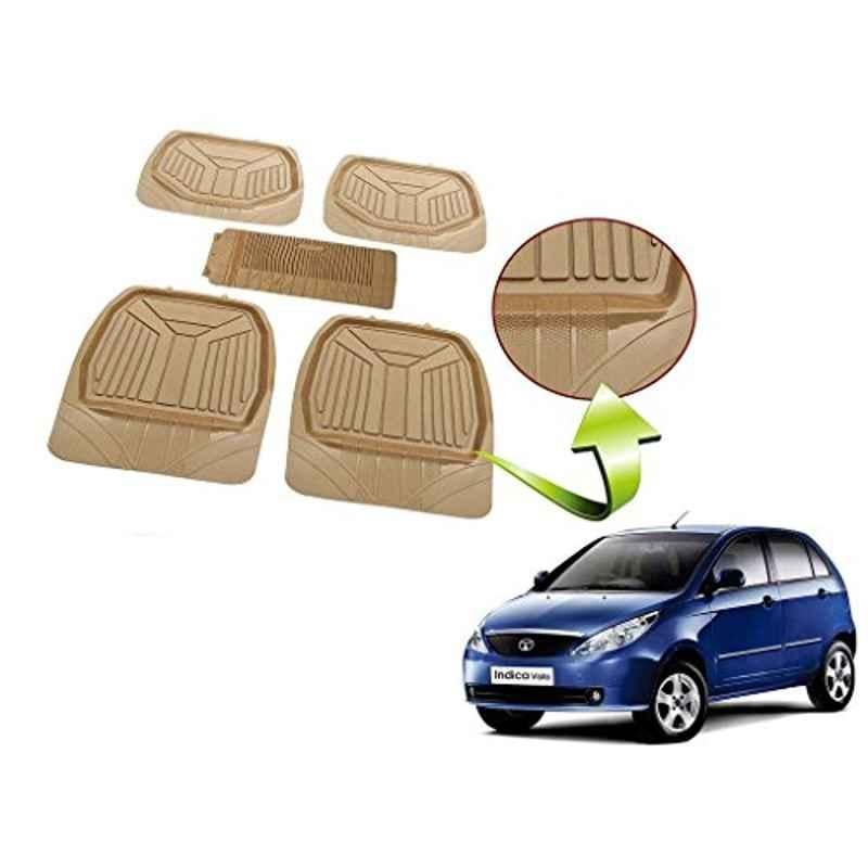Kozdiko 5 Pcs Rubber Beige 3G Rubber Mat Set for Tata Indica Vista