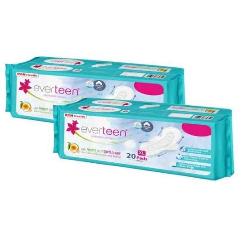 Everteen 40 Pcs Cottony Dry Top Layer Double Extra Large Sanitary Napkin Pad