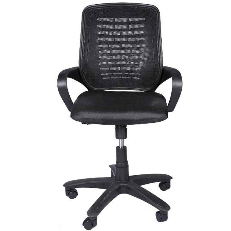High Living Zeal Net & Cloth Medium Back Black Office Chair (Pack of 2)