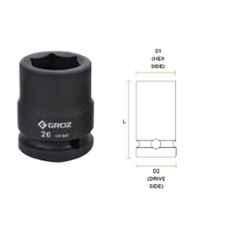 Groz 38mm 3/4 inch Drive Hex Impact Socket, ISKT/H/3-4/38