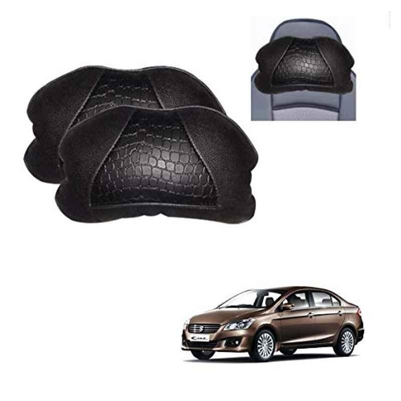 Kozdiko 2 Pcs Black Neck Rest Cushion Pillow Set for Maruti Suzuki Ciaz