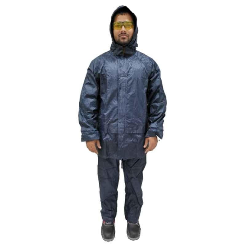 Workman Polyester & PVC Navy Blue Rain Suit, RC DW 02, Size: M