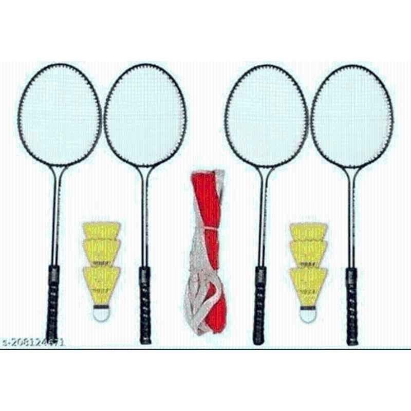 STYRKR 4 Pcs Multicolour Badminton Racket with 6 Pcs Shuttlecocks & Net