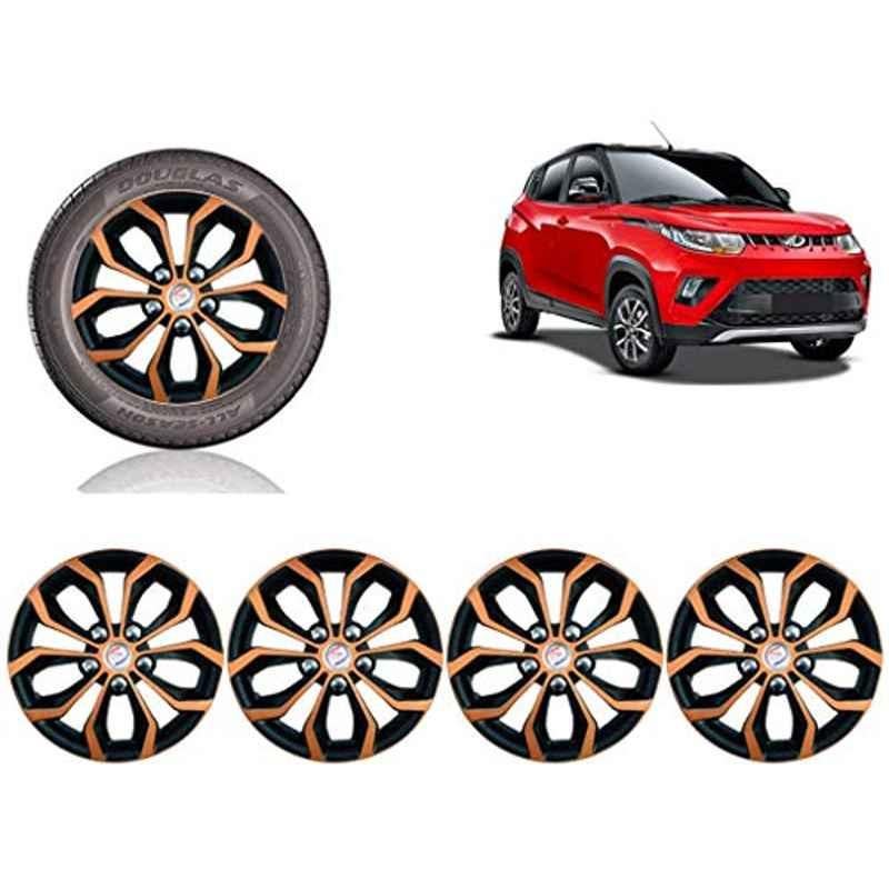 Auto Pearl 4 Pcs 14 inch ABS Copper & Black Car Wheel Cover Set for Mahindra Mahindra KUV100 NXT