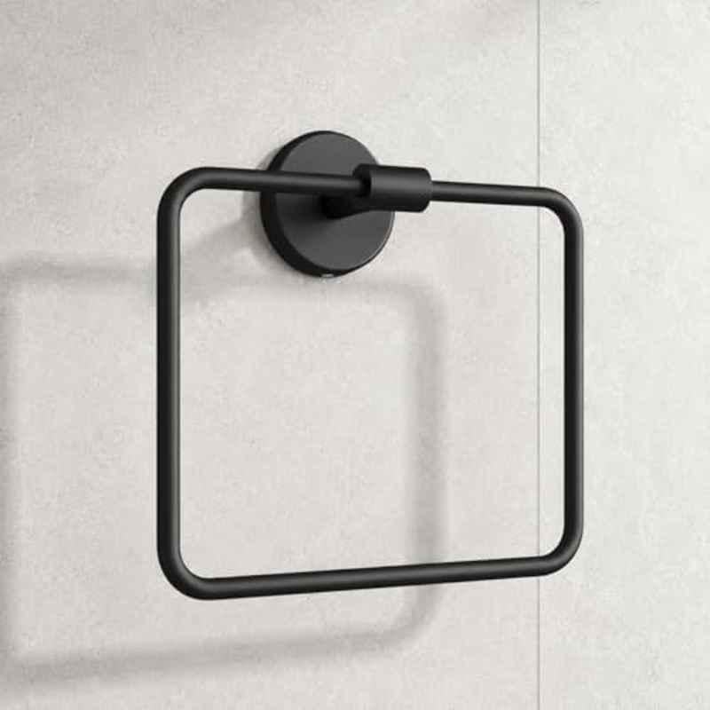 Plantex Stainless Steel Towel Hanger for Wash Basin/Towel Ring/Napkin Hanger for Bathroom/Towel Holder/Bathroom Accessories Black