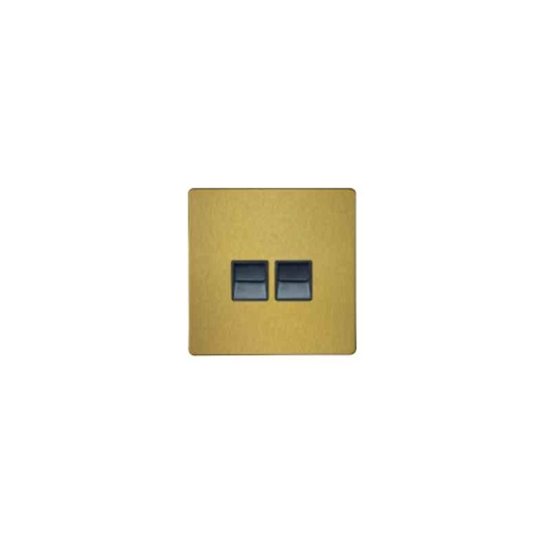 RR Vivan Metallic Polished Gold 2-Gang Master Telephone Socket with Black Insert, VN6643AM-B-PG