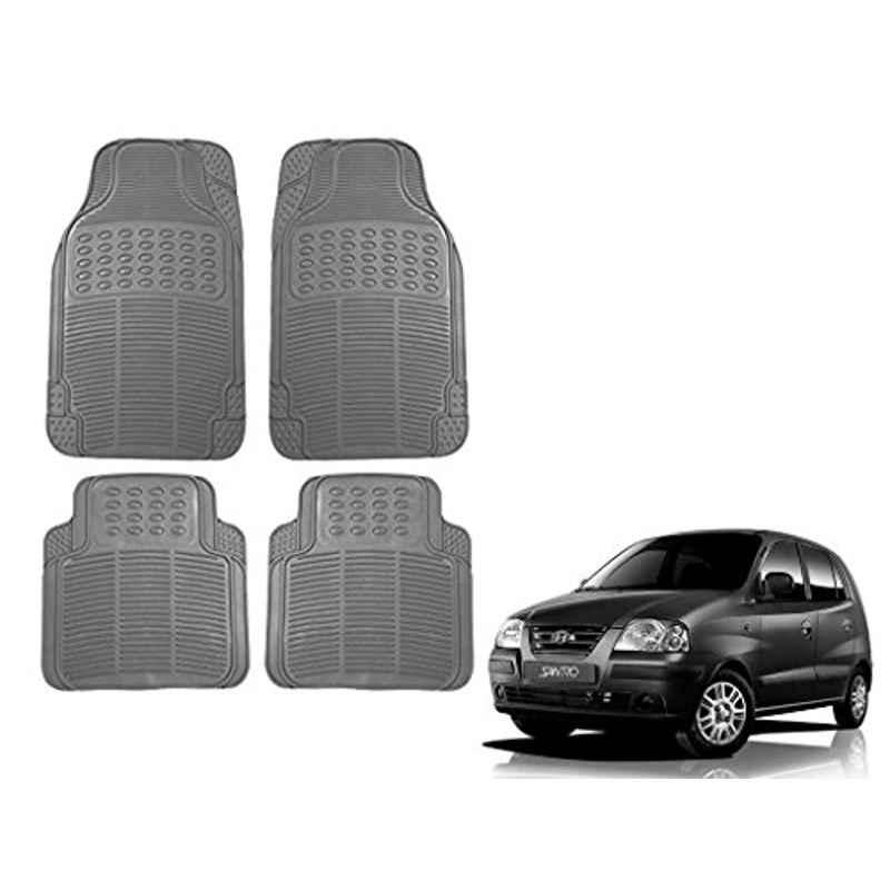 Kozdiko 4 Pcs Grey Rubber Car Mat Set for Hyundai Santro Xing